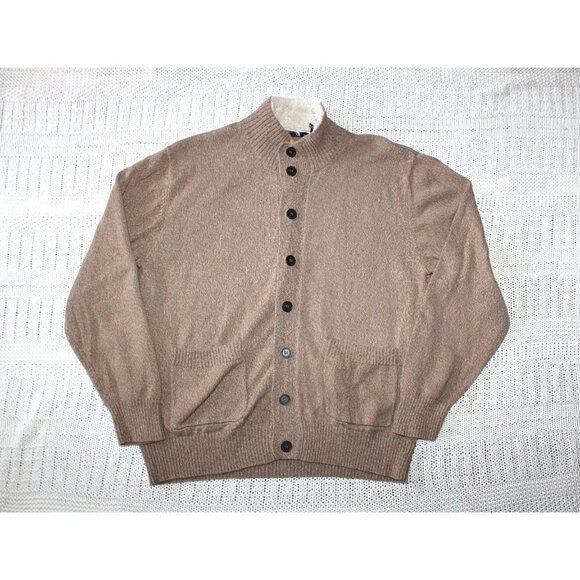 OSCAR DE LA RENTA 100 Cotton men brown sweater Size XL Long Sleeve Button front - Picture 3 of 11